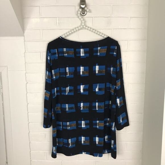 Clara Sun Woo Abstract Print Grid Stretch Knit Top Size S - Picture 7 of 8